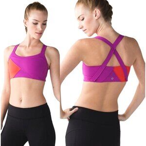 Lululemon Purple‎ And Red Criss Cross Back Kanto Catch Me Sports Bra Size 4